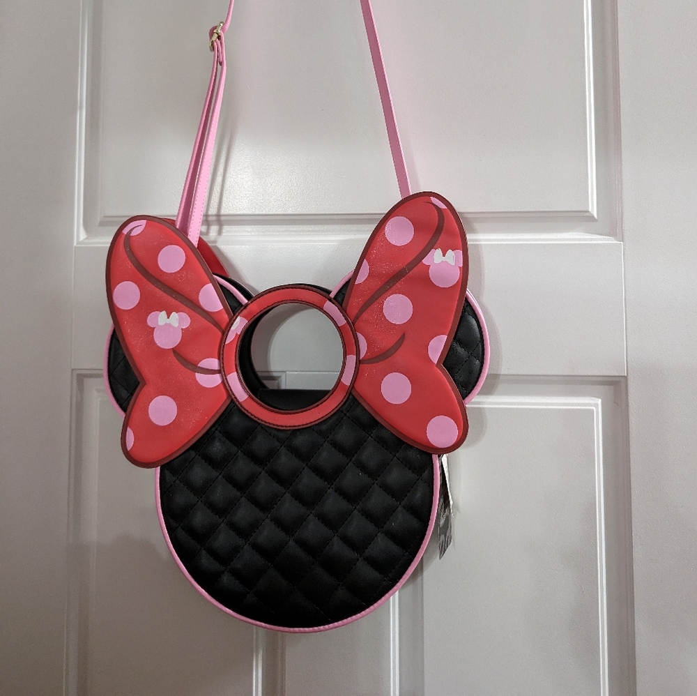NWT Loungefly Disney quilted Minnie bow head crossbody bag purse - Picture 2 of 7